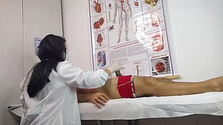 Nurse Jennyferpimenta Handles Her First Patient's Big Cock Erection - Amateur Latina Brunette Deep Throat Blowjob