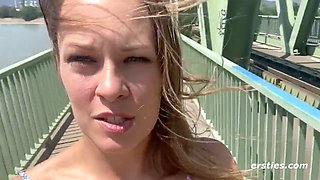 Solo girl loves to get off in exciting public spots