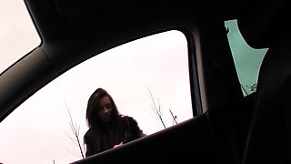 Hitchhiking czech teen riding backseat cock