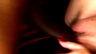 Brunette wife with big boobs gives blowjob