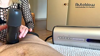 Blond Hair Lady Julia gets BWC to JIZZ VacuGlide.