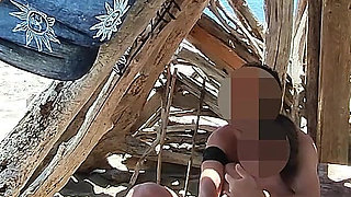 Pussy Flash - Risky Student Session in Beach Canary