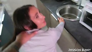 Morning Blowjob: PassionBunny Swallows Cum After Sex - Amateur POV