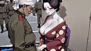 Japanese Kimono Girl Sex with Arab Man - Breeding Activity, 1946 - HENTAI AI Video