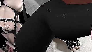 Hot Girl in a BDSM Latex Stockings Is Having Fun with Her Boytoy