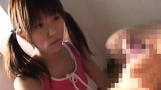 Subtitled Japanese naive schoolgirl CFNM handjob and more