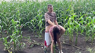 Fucked brunette stepsister in the fields and blazed peaches with cum