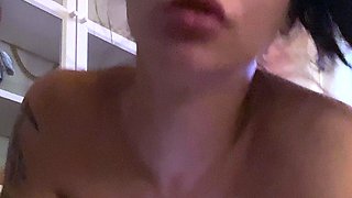 Sexy Shemale With Big Tits Jerking Her Huge Cock Off