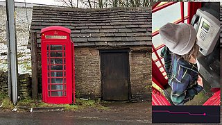 Cumming hard in public red telephone box with Lush remote