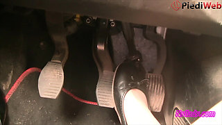 Nyllady's Revving in Black Ballet Flats and Nude Sheer Pantyhose