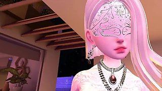 Light-haired virtual stripper dances for her master and gets pounded hard