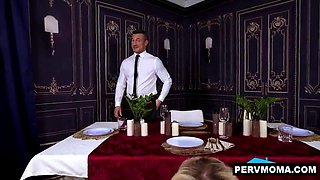 Jayden Marcos and stepmother chief Bambi Blitz risk it all shagging privately at work Close calls with coworkers heighten the arouse of their taboo affair