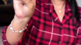 Brunette in pink lingerie teases and masturbates