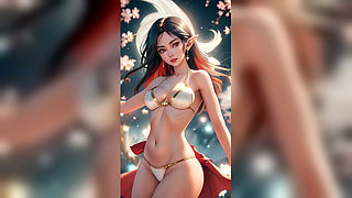 Black Hair Elf White Bikini Moonlit Blossom Dance - Sexy AI Babes