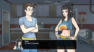 Hentai anime, kissing teen, thick