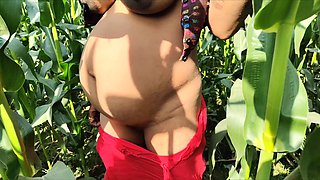 Indian Village Bhabhi Outdoor Vlog Enjoyed with Boobs Showing and Fingerings Indian Red Saree Remove Enjoyed Bhabhi Pregent