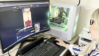 The Secretary Takes a Break in the Office and Starts Masturbating.