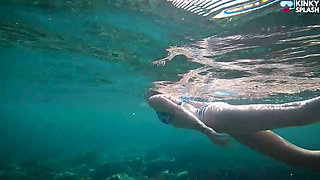 Underwater Beach Flasher - Bikini, Long Fins & Naughty Ocean Tease