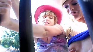 Tyla Wynn and Angela Stone give vintage blowjob in cowboy boots