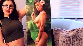 Turned on mature lady masturbating with panties and toys