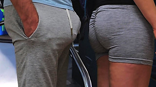 Almost Seen When She Strokes His Cock Inside a Bus