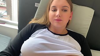 Caught my Big Tit Sister masturbating while watching porn