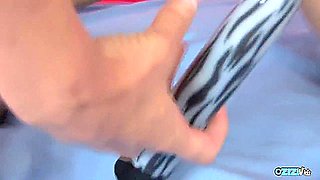 After Being Massaged The Brunette Returns The Favor To Her Lesbian Masseuse By Thrusting Her With A Dildo