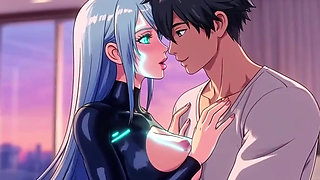Android sex robot malfunctions and dominates her owner Hentai