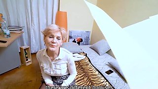 Old blonde stuffed to the gills in the hottest POV vid