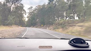 Hot Indian MILF Flashes Her Heavy Cleavage While Driving in Outback - Risky Public Tease!