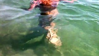 Naked Swimming MILF at the Beach