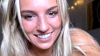 blonde teen pregnant girl has her pussy masturbated