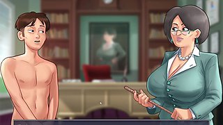 Naughty step-sister gets steamy in the principal's shower with her small boobs