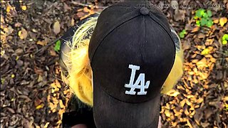 Spontaneous blowjob in the woods, we almost got caught!