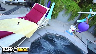 Anya Ivy's Big Tits Get Pounded By The Pool Boy's Penis In Black Bikini