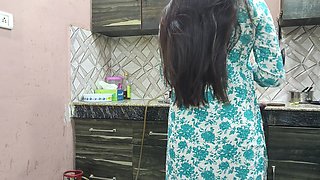 Beautiful Indian Step Mom Pussy and Ass Fucked Hard by Step Son While He Is in Kitchen to Seducing