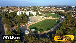 Lauren Phillips is the ultimate football coach & her team rewarded with a threesome