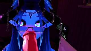 Blue Succubus Giving a Blow job and ass shaking~