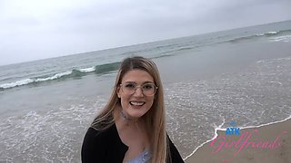 Hanging out with amateur hottie Riley Rose on the beach and going on the road POV