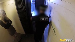 Long legged uk blonde beauty fucking in an elevator by a policeman - faux cop