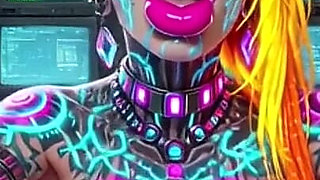 Cyberpunk Style Women Bouncing Boobs, Ai Animation