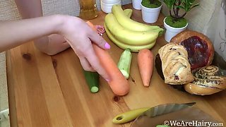 Dina's Solo Pleasure Session in the Kitchen