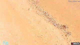 Stranger Cums in MILF's Panties on Beach - Public Handjob & Wet Kink