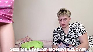 Brunette in Pink Bikini Teases on Live Webcam with Guy