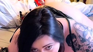 Brunette slut with perfect big boobs is alone