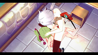 Genshin Impact Hentai - Kazuha X Kuki Shinobu Blowjob and Fucked with Creampie - Japanese Asian Manga Anime Game Porn