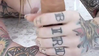 Tattooed Stepmom Fucks Herself with Dildo