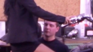 German bike bride is fucked by a mechanic trainee in the workshop