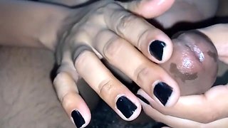 Niks Indian - Stepsis Jerked Off A Big Black Cock Until It Exploded. Edging Cumshot