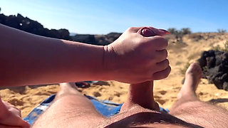 Juicy Public Blowjob on the Beach